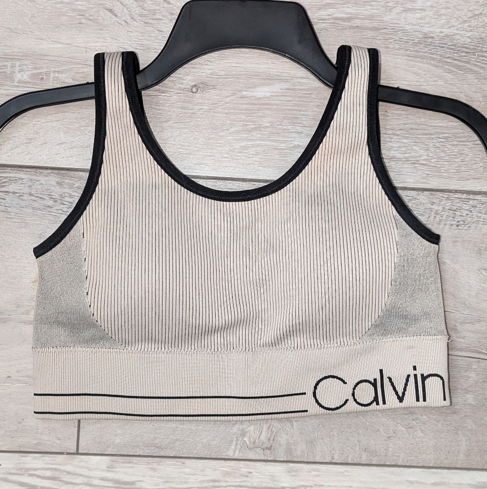 Calvin Klein Beige and Black Sports Bra